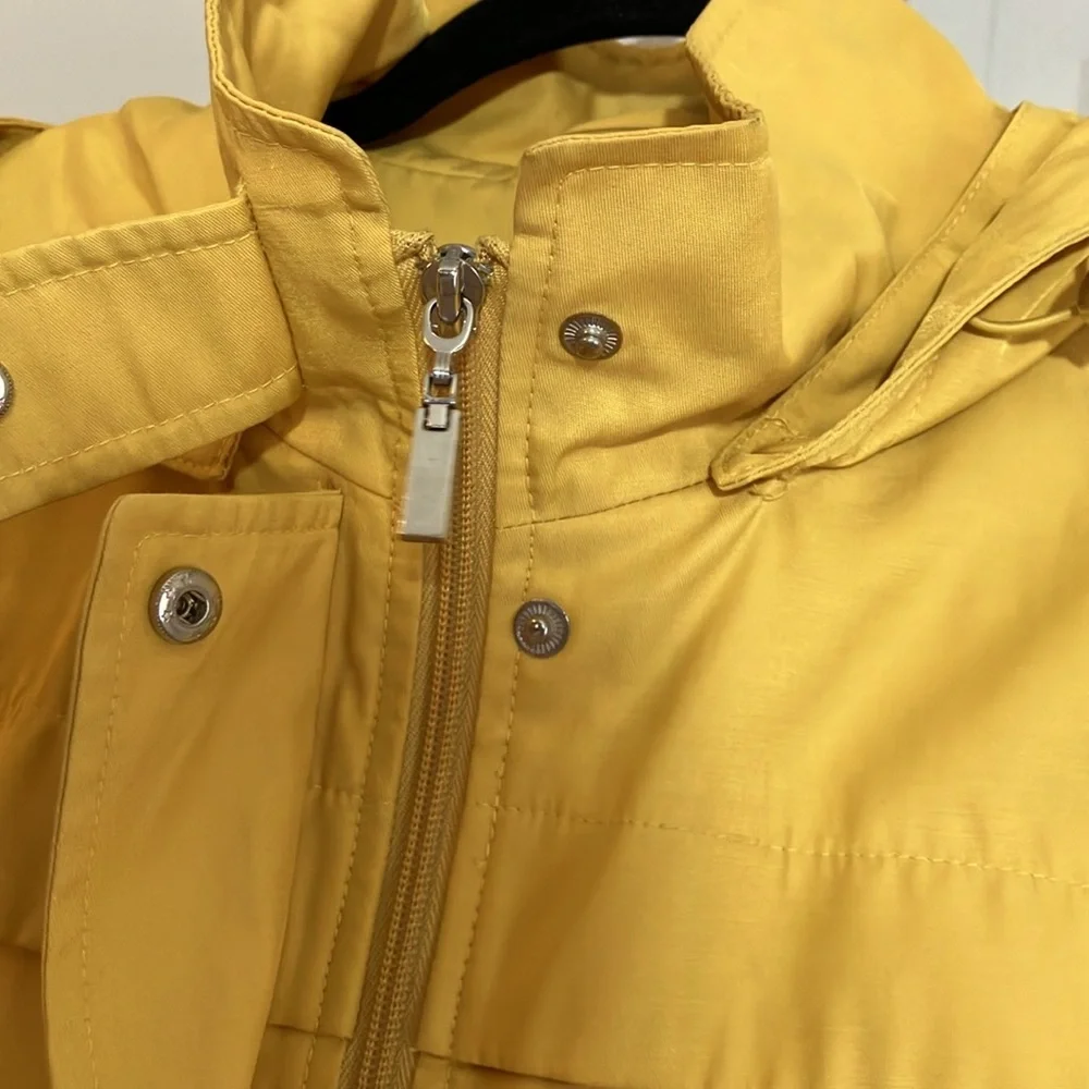 Yellow Hooded Belted Raincoat by Gallery Size Large EUC - Picture 9 of 16